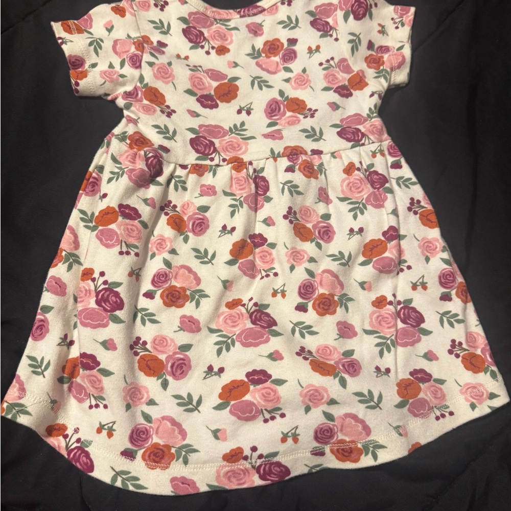 Floral Kids Casual Dress - Pink and Orange